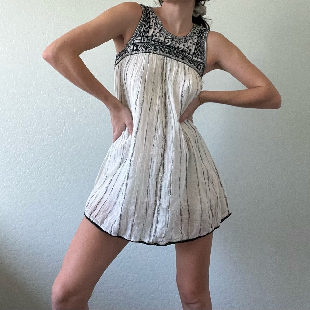 White Beaded Mini Free People Dress